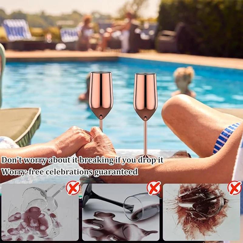 4Pcs Stainless steel wine glasses unbreakable metal cocktail glasses 220ml for drinking cocktails and wine in the at bar Cup