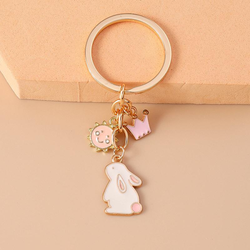 Cute Enamel Bunny Rabbit Keychain Love Heart Key Ring Pendants For Women Girls Handbag Decor Diy Jewelry Accessories