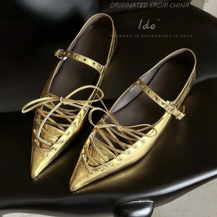 Fashion Sexy Lace-up Bow Pointed Toe Heeled Sandals Women Summer New Elegant Thin Flat Shoes Soft Leather Slingback Party Dress Shoes