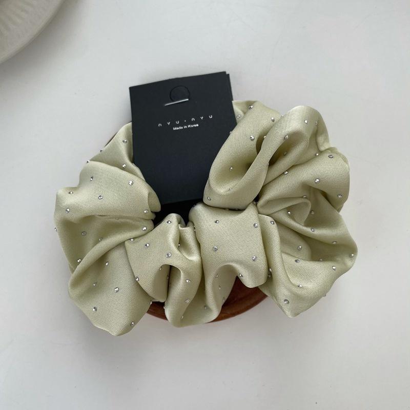 Elegant Retro Shiny Starry Dots Hair Scrunchies Satin Silk Hair Bands Women Rhinestone Satin Hair Rope Solid Color Rubber Bands