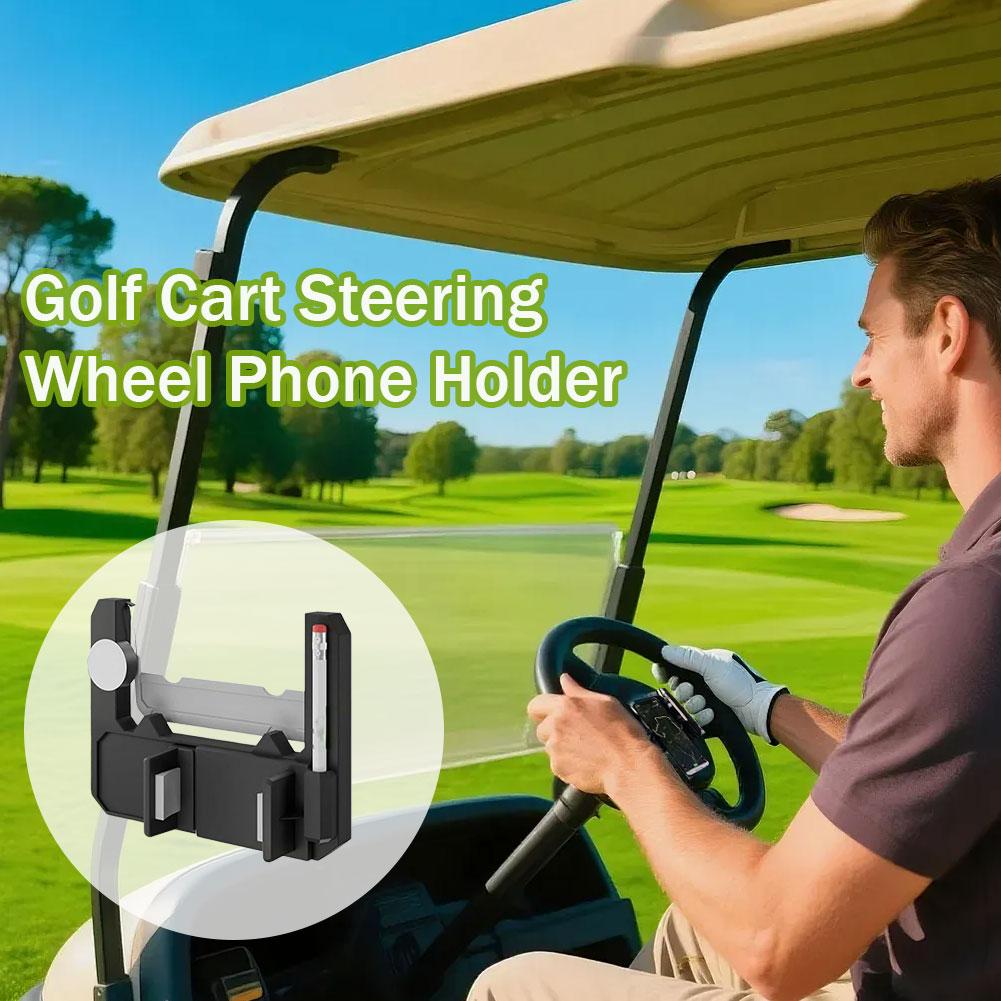 Golf Cart Phone Holder for Steering Wheel Flip Up Cell Phone Mount Car Golf Cart Accessories for Smartphone