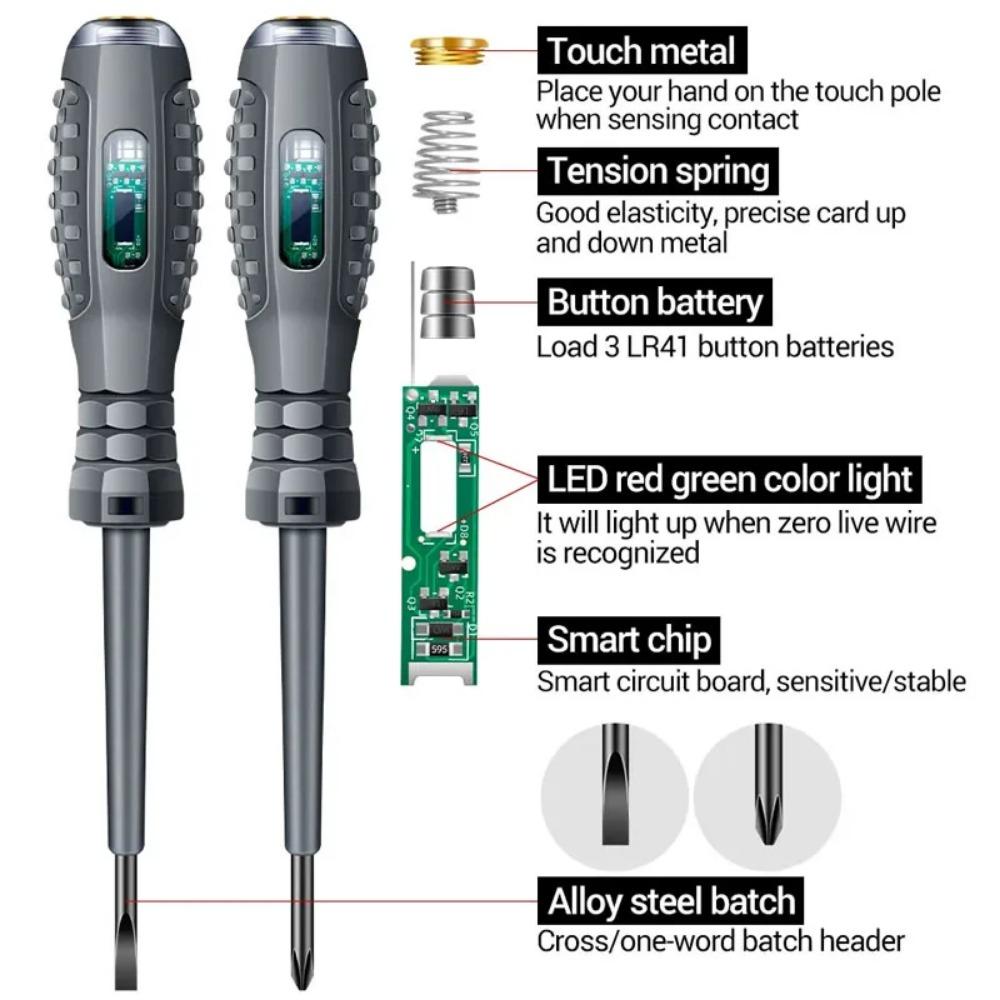 2pcs Word/Cross Electrician Screwdriver 12-220V Voltage Tester Pen AC/DC Induction Insulated Electricians Screwdriver Hand Tools