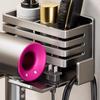 Hair Dryer Holder Wall Mounted Punch-Free Bathroom Hair Tool Organizer Hair Dryer Hanger Metal Bathroom Rack Organizer Bathroom