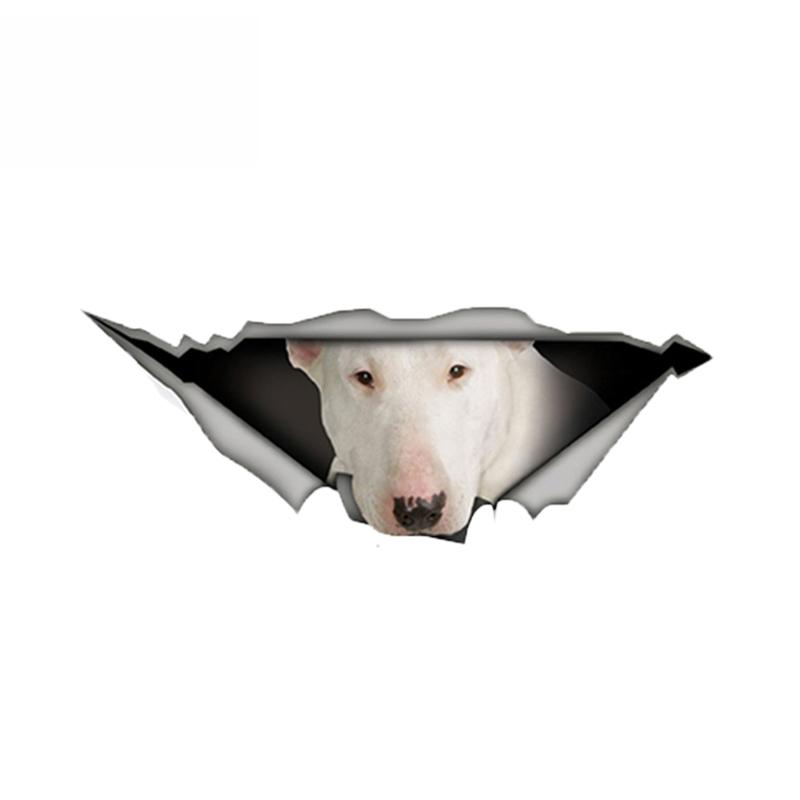 

Play Stickers Creative White Bull Terrier Car Sticker 3d Torn Metal Водонепроникні світловідбиваючі наклейки Animal Dog Decal 13cm