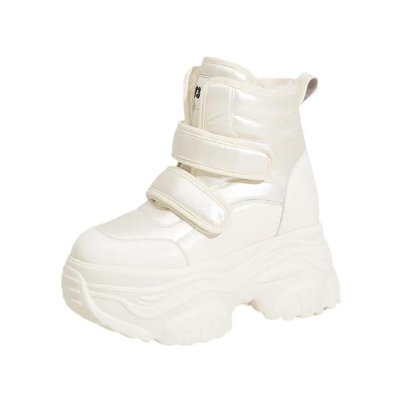 Fashion Women's Snow Boots New Winter All-match Cotton Shoes Plus Fleece Thickened Warm Small Man Inside Height-increasing Ankle Boots