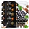Rotating Spice Rack 20 Glass Jars Labels + Charcuterie Container