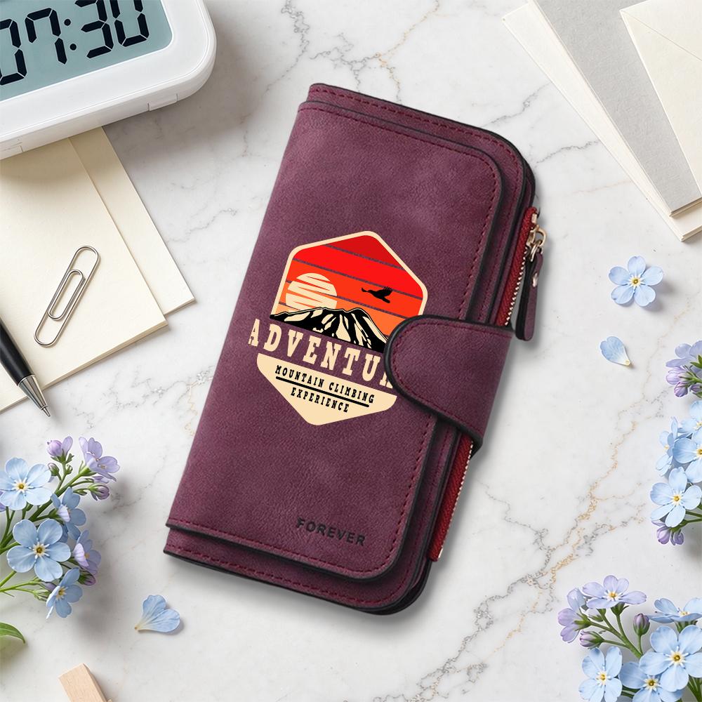 Adventure Pattern Long Purse for Daily Use Fashion Multi Card Holder Portable Wallet