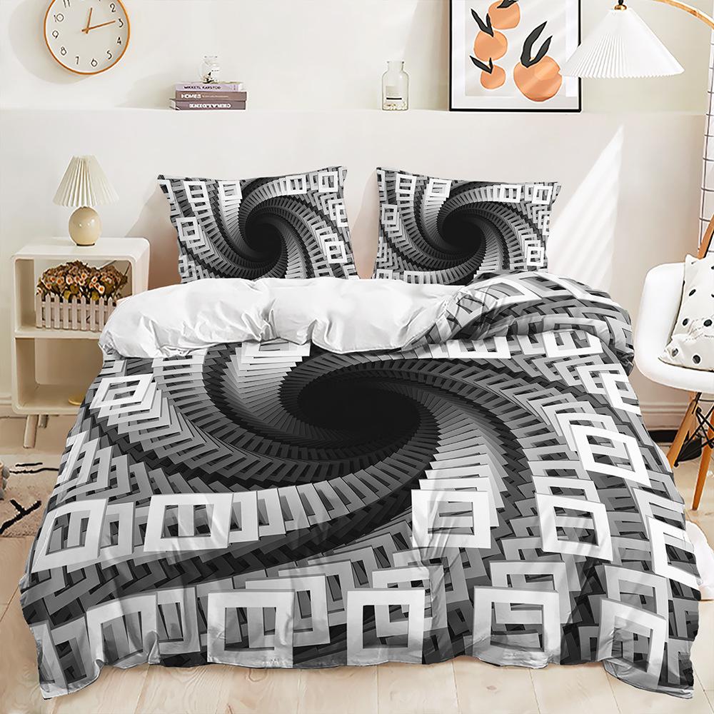 Bed Three-Piece 3D Pattern Creative Quilt Cover 3D Digital Printing Kit