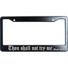 Thou Shall Not Try Me Matte Black Stainless Steel License Plate Frame, Funny Auto Car Tag Frame, Heavy Duty License Plate Cover Holder, 2 Holes With