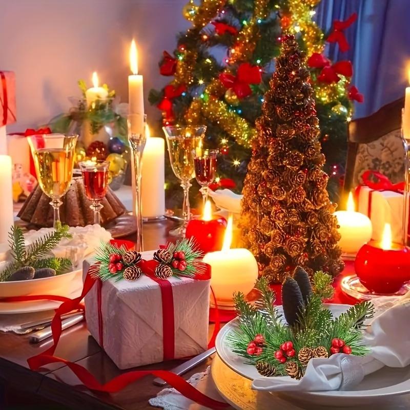 20PCS/10pcs Artificial Berry Picks, Holly Branches for Tree Decor, Pine Needle Branches,Mini Decoration
