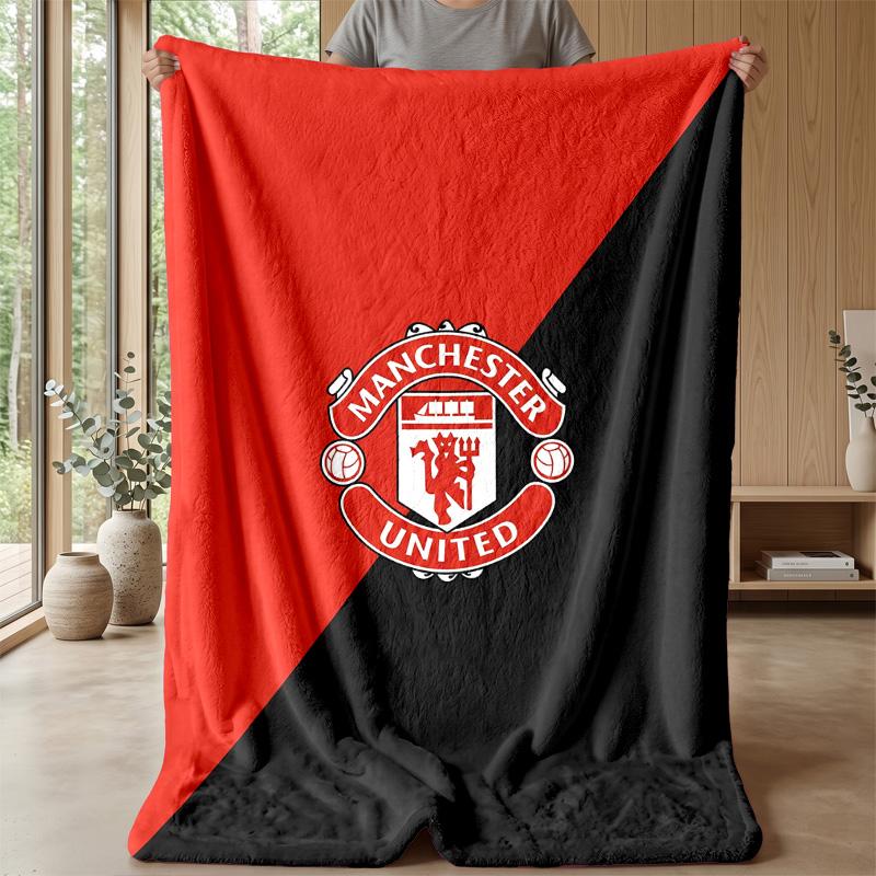 Coperta in pile flanella morbida Manchester United FC Leggera Accogliente Calda Coperta da divano letto Decorazione per la casa