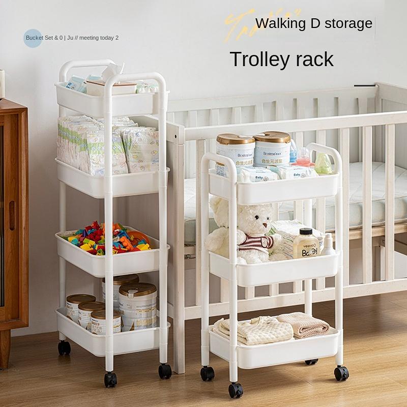 5-stufiger Hochleistungs-Rollwagen aus Metall mit feststellbaren Rädern, multifunktionale Lagerregale für Küche, Wohnzimmer, Büro,