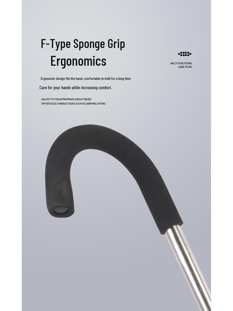 Tri-Fold Walking Cane Stool with Non-Slip Grip for Elderly & Disabled - Mountain Climbing Support