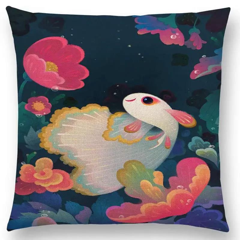 Super Cute Cartoon Animals Pufferfish Cushion Cover Lovely Bird Sweet Nest Interesting Fish Cat Frog Fox Throw Pillow Case Hogar