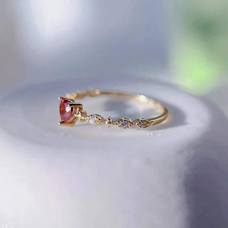 Fashion Charm Love Ruby Inele pentru femei inimă roșu cristal zircon inel petrecere de nunta bijuterii cadou de aniversare Anillos Mujer