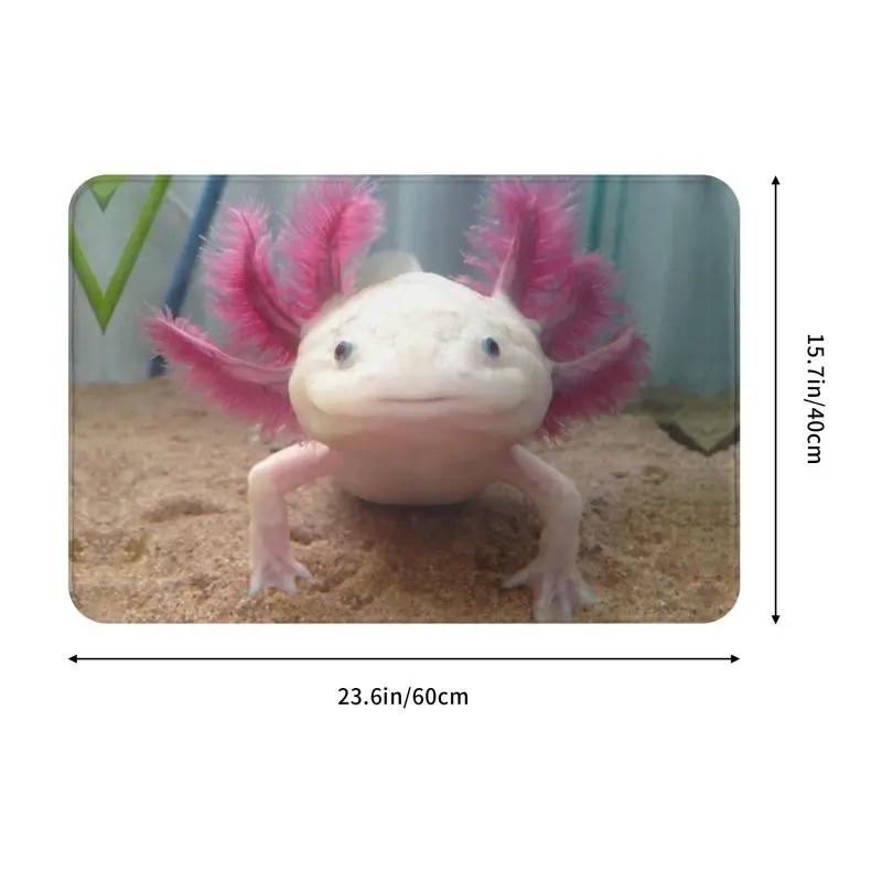 Custom Smiling Leucistic Axolotl Doormat Non-Slip Entrance Bath Kitchen Door Floor Mats Salamander Animal Living Room Carpet Rug