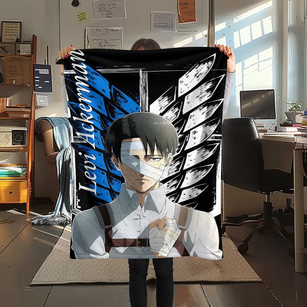 1PC Attack On Titan Print Flannel Blanket, High Quality All Seasons, Home Decor, Warmth and Comfort, Perfect for Christmas Gifts