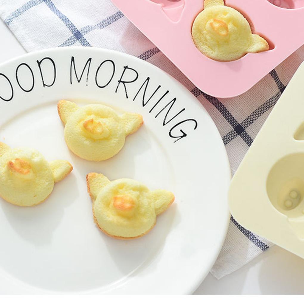 Kakiyi 4 Hole Cartoon Pig Animal Cake Mold Silica Gel Mould Bakeware Baking DIY Tools Accessories Fondant