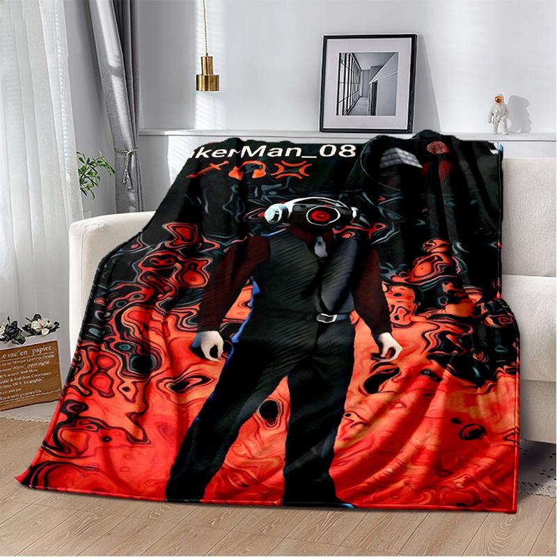 3D Skibidi Toilet Speakerman Cameraman TVman Flannel Blanket,Soft Throw Blanket for Home Bedroom Bed Sofa Travel Cover Kid Gift