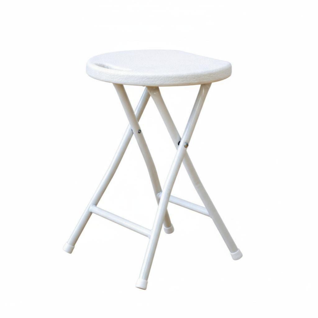 Portable Round Stool With Handle Foldable Design X-Shaped Frame Camp Seat Strongduty High Load Capacity For Adults