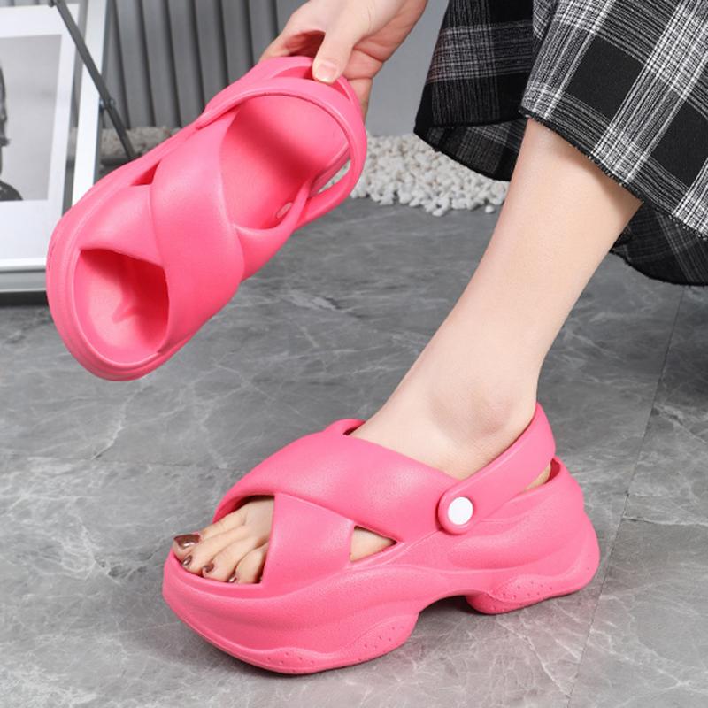 Fashion Rimocy Eva Solid Thick Platform Women's Sandals Summer Soft Comfortable Fashion Beach Sandels 2025 New Non Slip Wedges Slippers