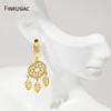 18K Gold Plated Brass Hollow Out Charms Pendants,Inlaid Zircon Leaf Pendant For DIY Neckalce Earrings Making Findings