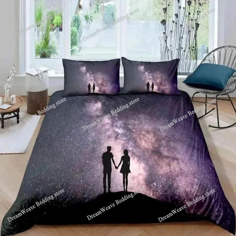 3D Printed Anime White Portrait Couple Kissing Twin Bedding Set Boys Girls Twin Queen Size Duvet Cover Pillowcase Bed Kids Adult