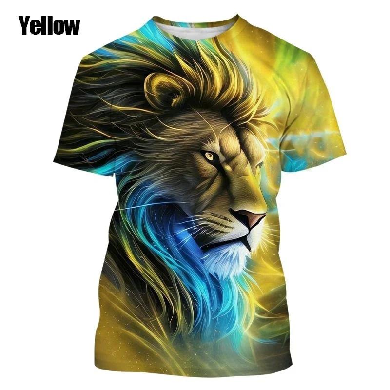 New Fashion Summer Men's 3D Printed Pattern Lion Design Top Men's Leisure Harajuku Plus Size Short sleeved T-shirt