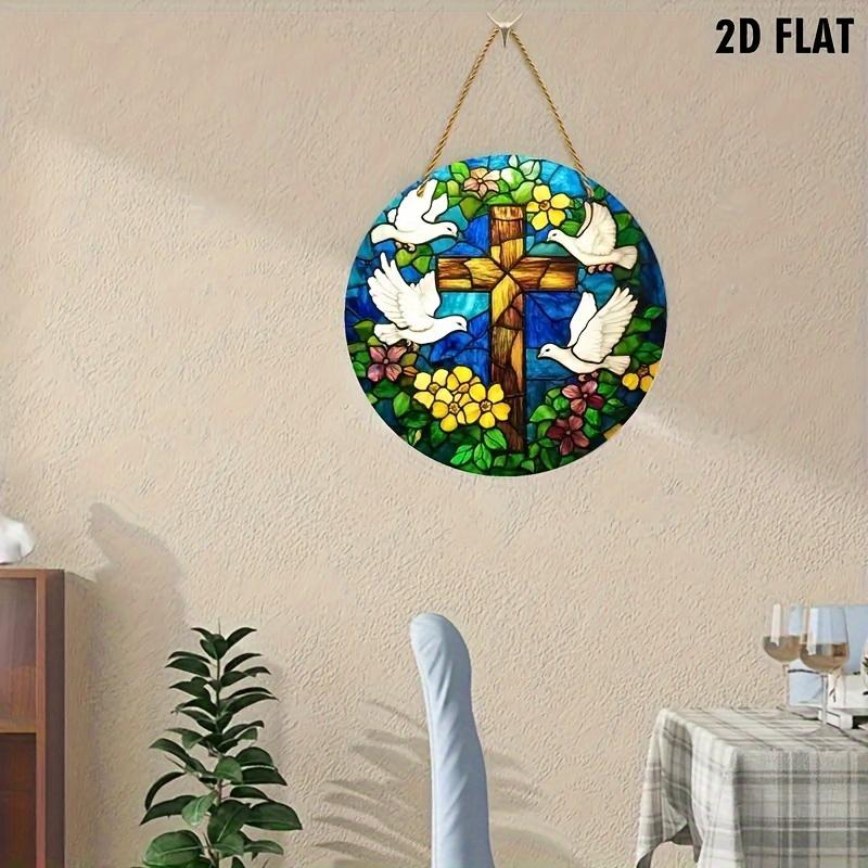 2D Flat Acrylic Pigeon Flower Design, Indoor and Outdoor Decoration - No Battery/electricity Required, Free Day Decoration, Shop Decoration, Durable