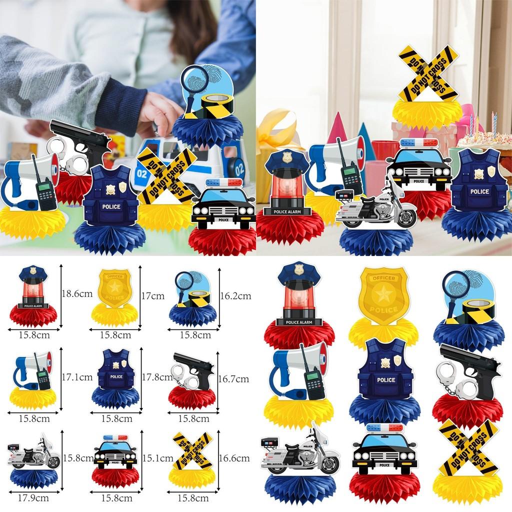 Children Police Themed Birthday Party Desktop Decoration Ornaments Honeycomb