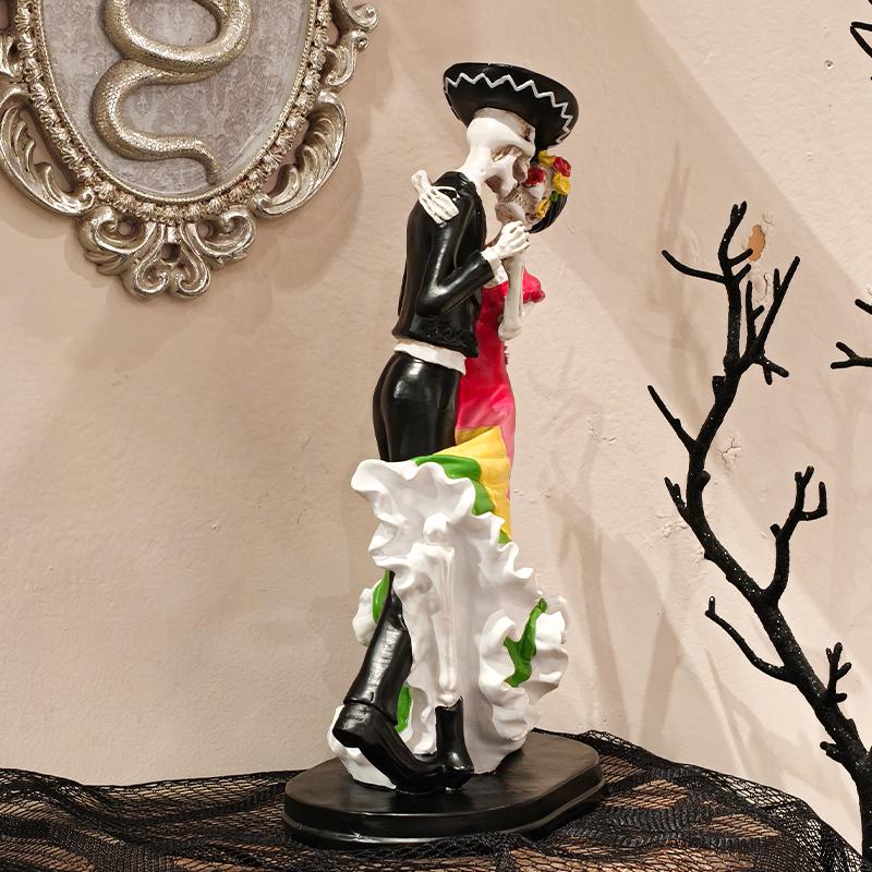 Day of the Dead Skeleton Dancing Statue Creative Resin Holiday Sculpture for Festive Decoration Ornament
