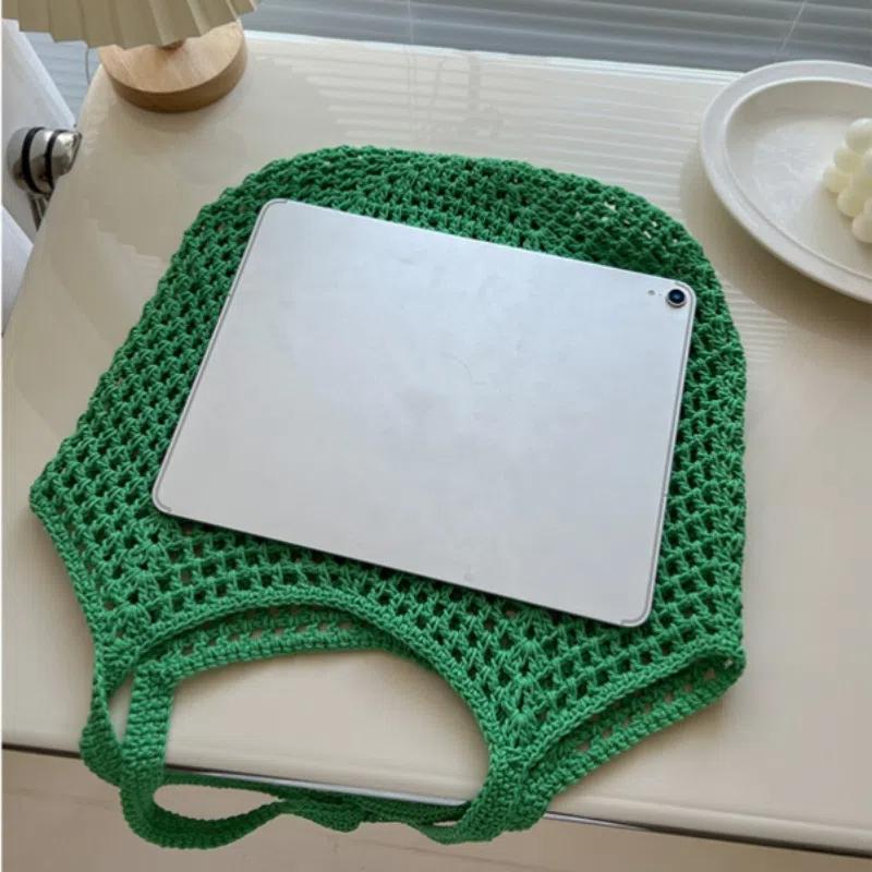 Summer Casual Large Capacity Woven Shoulder Bag For Women Girls Knitted Hollow Out Beach Straw Bag Handmade Crochet Tote Bag