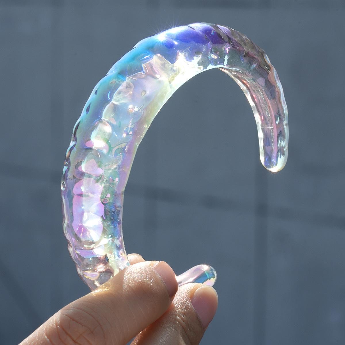 

IF ME Bohemia Transparent Colorful Acrylic Opening Bangle for Women Irregular Large Wide Cuff Bracelet New Trend Couple Jewelry F