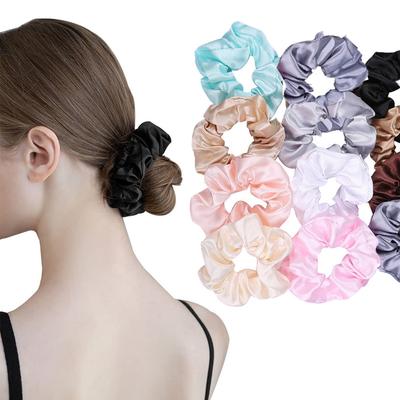 Summer Women Satin Silk Elastic Hair Bands Korean Smooth Silky Hair Scrunchies Headdress Solid Ponytail Holder Hair Ties