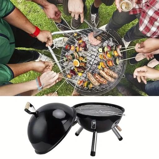 Grill Kopułowy Ogrodowy Zamykany Gril Z Pokrywką Węglowy Brykiet Okrągły