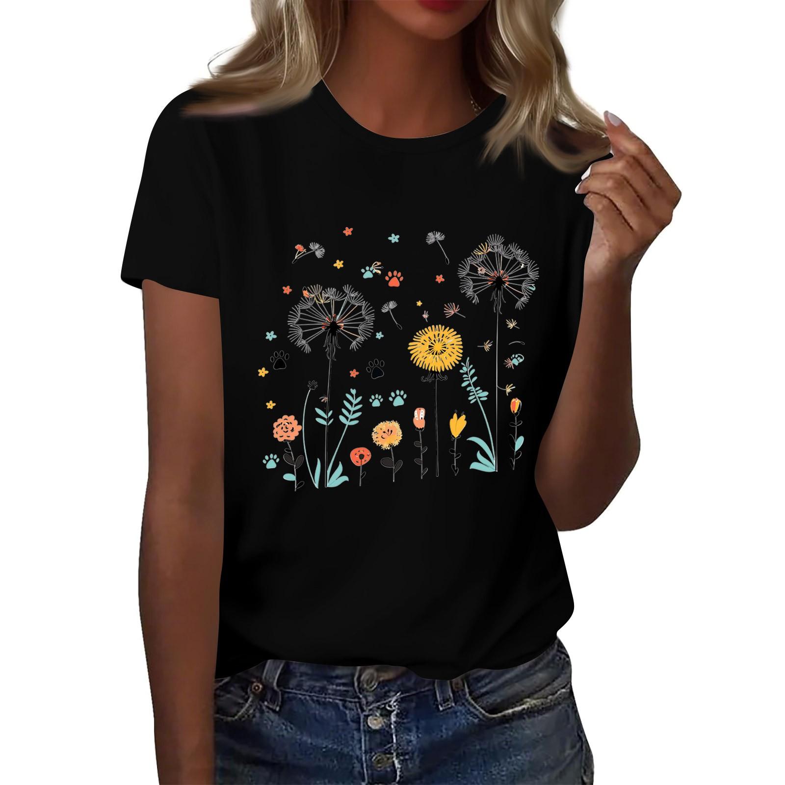 

Женская мода повседневная футболка с круглым вырезом и короткими рукавами, топ, футболка, топ XXL чёрный