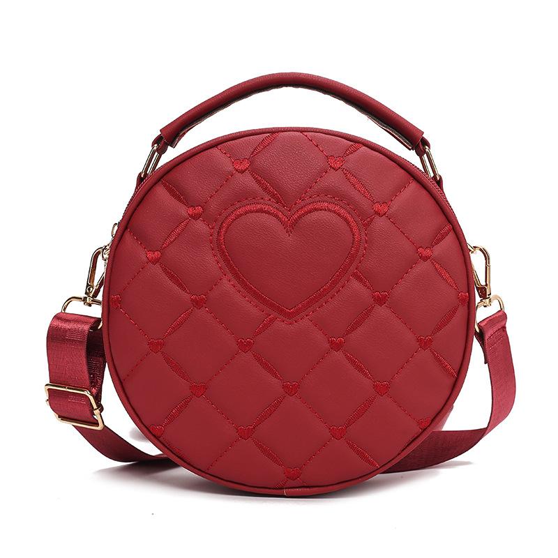 New Summer Round PU Leather Shoulder Bag Niche Design Love Women's Bag Versatile Simple Crossbody Women's Bag