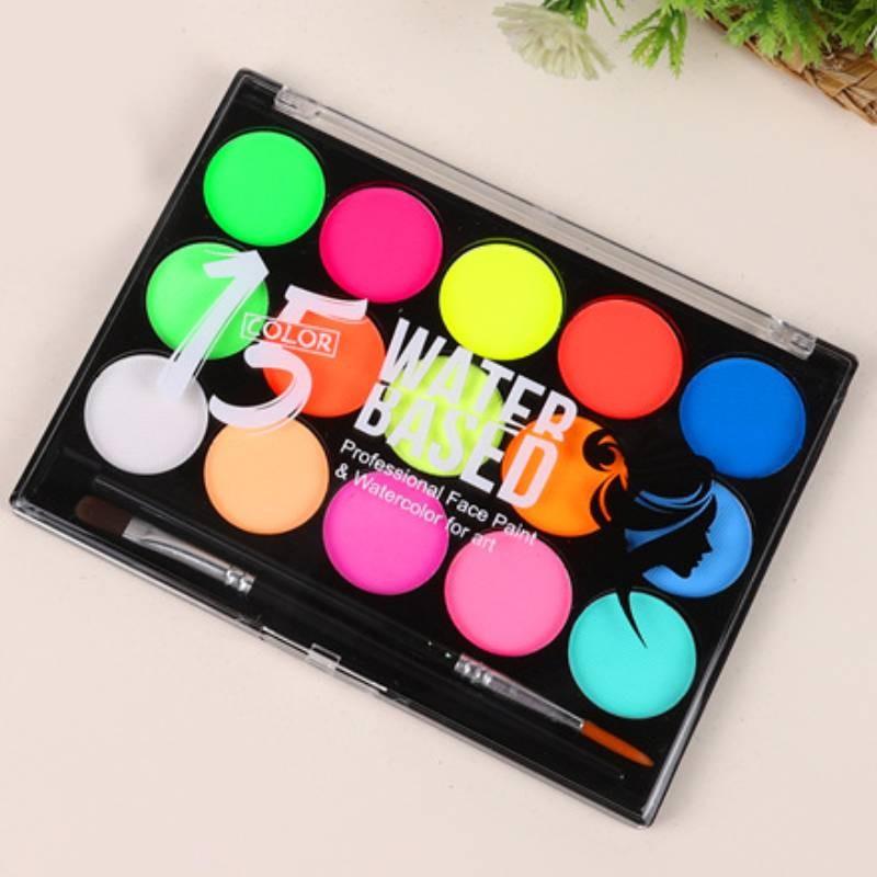 Vibrant 15 Color Face Paint Set For Kids Water-soluble Halloween Party Fun