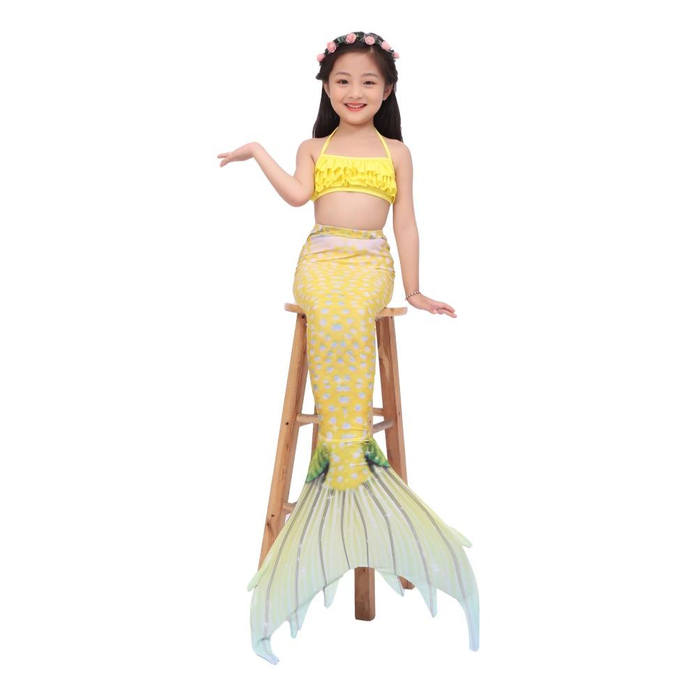 Costume da bagno da sirena per bambini, top a fascia da sirena, coda di pesce, vestito da principessa per bambine