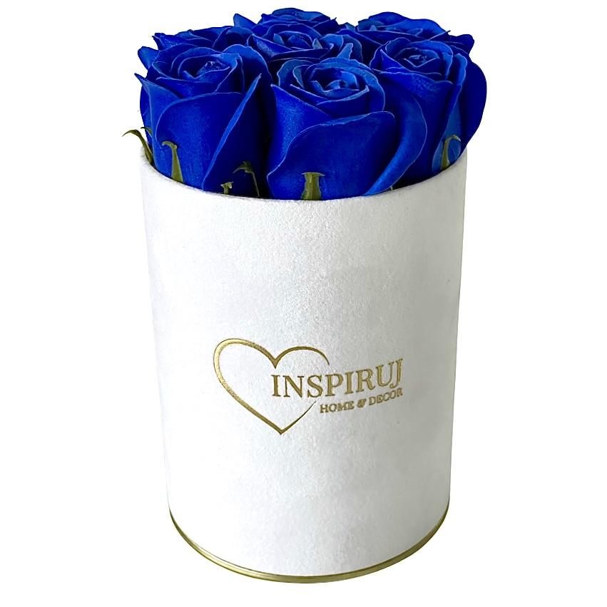 Flowerbox Inspire - White Box with Soap Roses - No. 1 Navy Blue