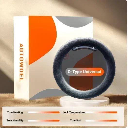 NEW Graphene Wireless Heated Steering Wheel Cover Universal Winter Leather Suede Hand Sewn Plush for Car Decoration Accessorie