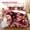 Nezuko Kamado Pattern Bedding Quilt Set  Home Decoration  Gift (1 * duvet cover + 2 * pillowcase  without core)