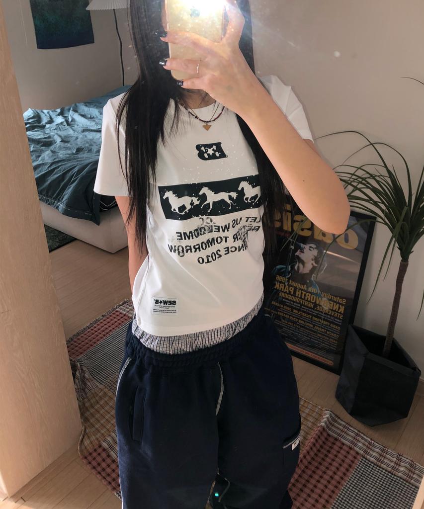 Ssobi B3 Semi-Crop Short Sleeve Tee [White]