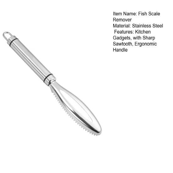 Stainless Steel Fish Scale Remover with Sharp Sawtooth Ergonomic Handle Manual Fish Scale Descaler Descaling Removal Tools Kitchen Gadgets