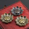 Antique Double-Layer Lotus Incense Holder for Tea Ceremony and Buddha Incense, Multi-Porous Sandalwood Line Burner.