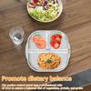 2 Pcs 304 Stainless Steel Dining Tray 3 Compartments Snack Fruit Plate Reusable Divided Dinner Plates for Home School Restaurant