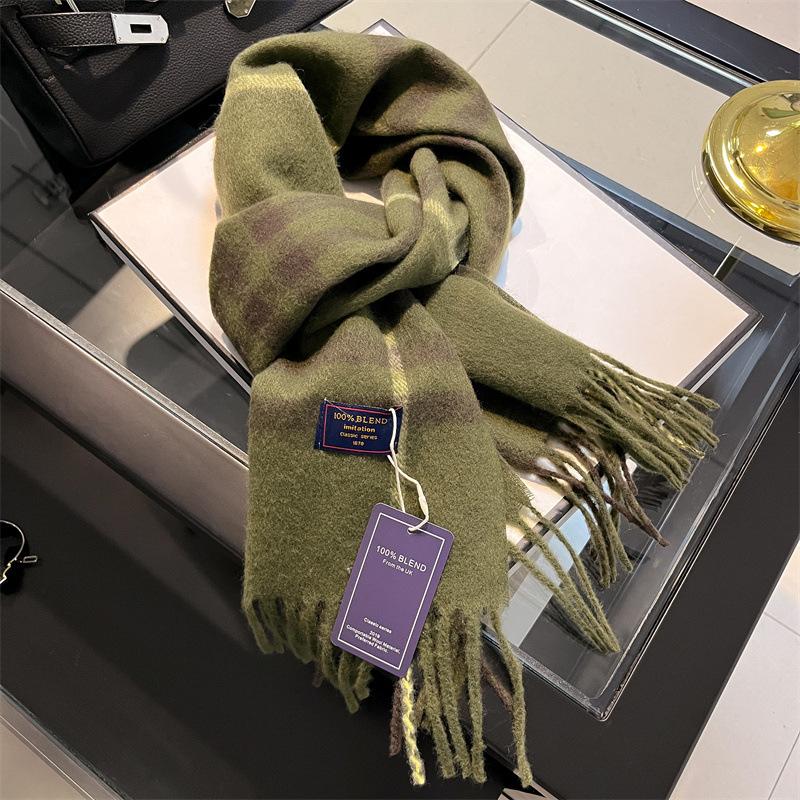 New Small Version British Version Red Plaid Imitation Cashmere Scarf Texture Winter Warm Gift Scarf Shawl