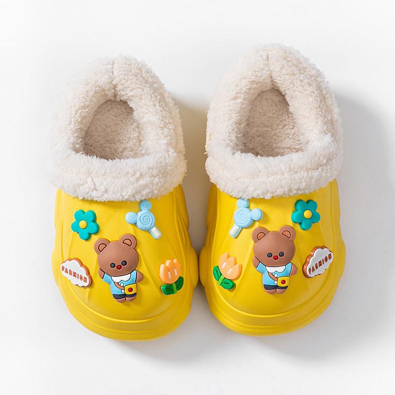 CC Winter Children's Cotton Slippers Indoor Warm Thickened Plush Male Treasure Female Treasure Waterproof and Non-slip Cartoon Winter Cotton Mop