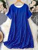 New Spring Summer Polka Dot Crew Neck Short Sleeve Nightdress Comfortable Dress Women's Clothing