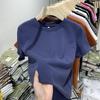 Women's Slim-Fit Pure White Cotton Round Neck Short-Sleeve T-Shirt for Spring/Summer